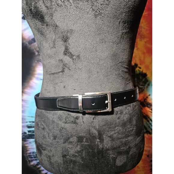 Nordstrom Reversable Leather Belt Brown Black 33" Long 1" Wide Size 32 - Picture 2 of 4